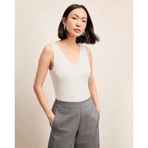 MM Lafleur NWOT $159 Women's The Peggy Top 365 Stretch Knit In Ivory Sz Large